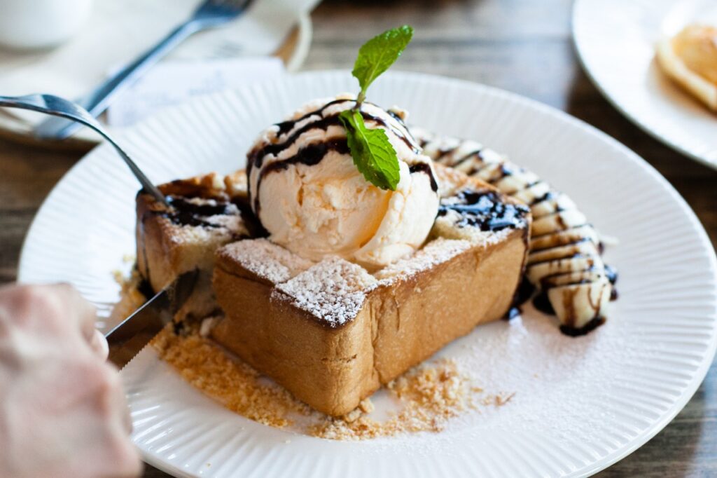 sweet, food, dessert, chocolate, icecream, toast, banana, mint, cut, icecream, icecream, icecream, icecream, icecream